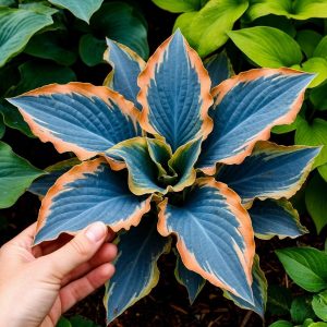 Хоста Океан Вью купить по цене от 960р. в интернет-магазине «Посадика» с доставкой почтой в в Энгельсе и по всей России – [изображение №1].